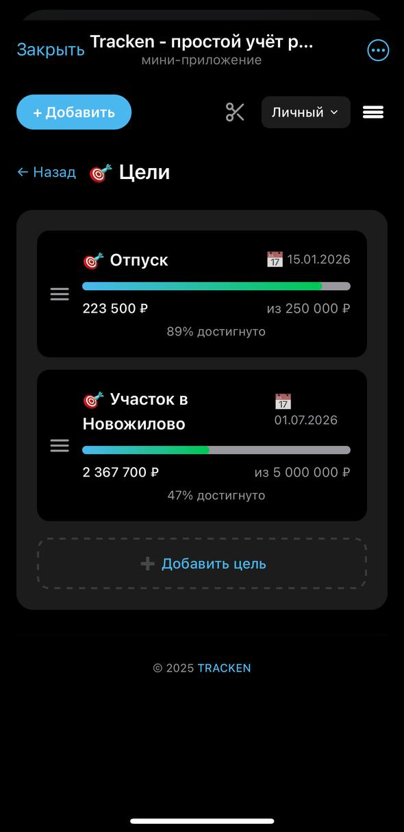 Цели накоплений